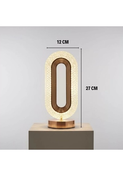 Oval Şeklinde Kristal Led Masa Lambası Dokunmatik, 3 Renk Işık Modlu, Şarjlı Dekoratif Gece Lambası 4915 Çok Renkli