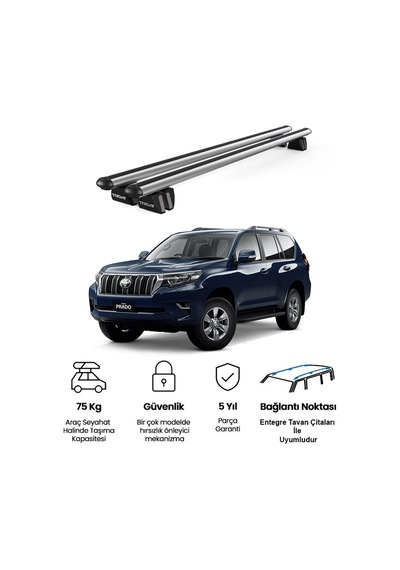 Pençe Toyota Land Cruiser Ara Atkı 2008-2021 Uyumlu Gri Ara Atkı Port Bagaj Tavan Barı