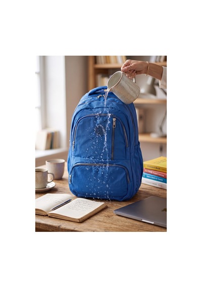 Gigi Luxe Unisex Su Geçirmez Çok Bölmeli Krinkıl Kumaş Okul Çantası Laptop Çantası Lacivert Lacivert