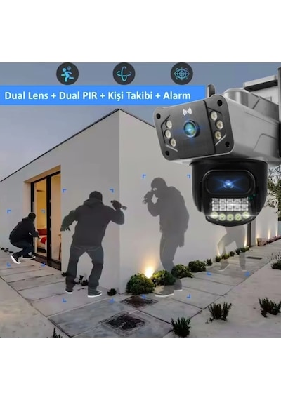Pro Rtx Çift 3024 Lensli Hareketli Wi-fi Akıllı Ip Güvenlik Kamerası Fullhd 1080p Türkçe O-kam Uygulama