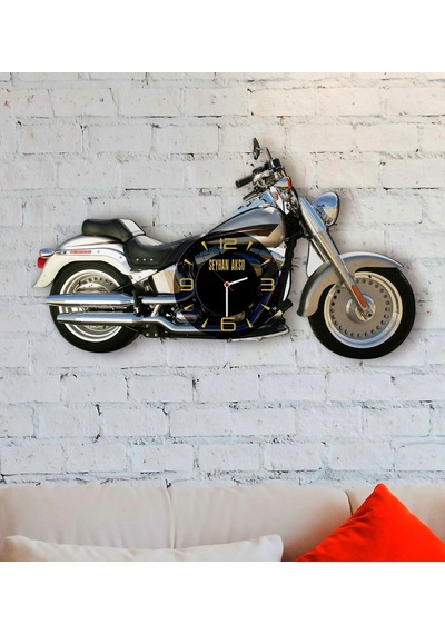 Kişiye Özel Motosiklet Tasarımlı Ahşap Duvar Saati-4