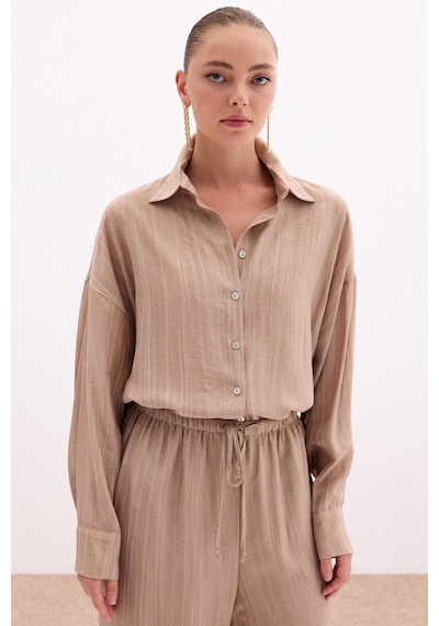 Sateen Salaş Gömlek - Camel-136106 CAMEL