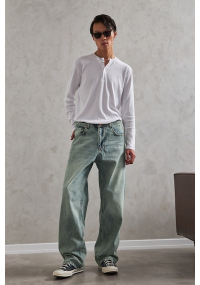 Erkek Ekstra Baggy Jean Pantolon Yeşil