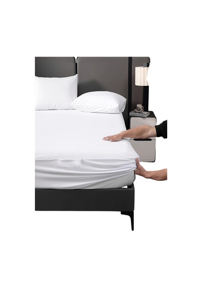 Evony Sıvı Geçirmez Micro Kumaş Fitted 160x200+30 Cm Alez Yatak Koruyucu Beyaz