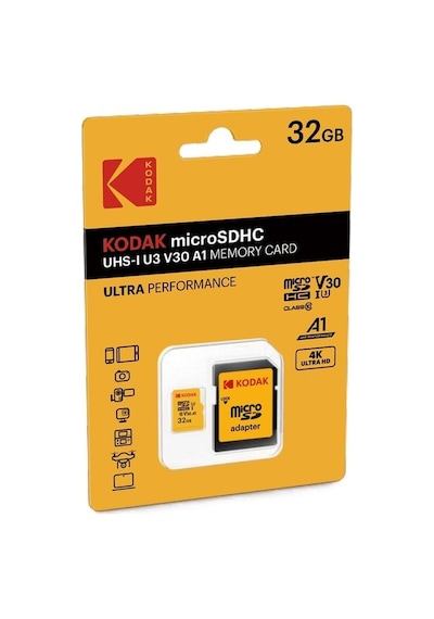 Kodak 32gb Micro Sd Uhs-ı U3/v30/a1 Hafıza Kartı + Adaptör Sarı