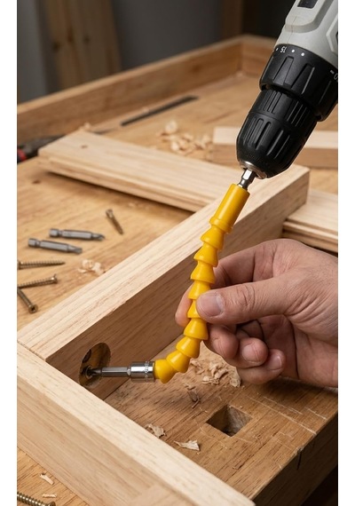 30 Cm Esnek Matkap Ucu Uzatma Şaftı + 2 Adet Pz1x50 Bits Uç Hediyeli - 1/4 İnç Bükülebilir Tornavida Akrobat Adaptörü, Dar Alanlar İçin Matkap Uzatması