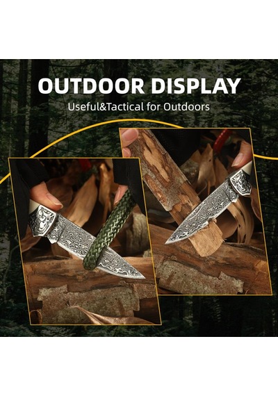 Sibirya Edc Kamp Survival Damascus Çakı Beyaz