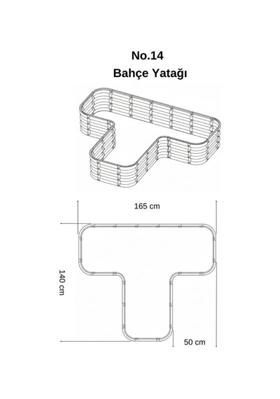 Modüler Yükseltilmiş Bahçe Sebze Yatağı No:14 165x140 Bej