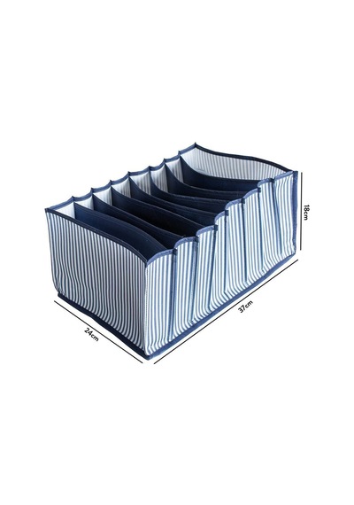 Serstil 8 Gözlü Çekmece Içi Lacivert Çizgili Düzenleyici Organizer - Large 24 X 37 X 18 Mavi