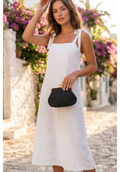 Vivazzaluxe Vintage Model Hasır Örme Mini Omuz, Portföy Clutch Çanta Siyah