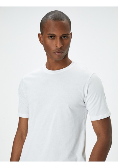 Koton Basic Tişört Slim Fit Kısa Kollu Bisiklet Yaka Beyaz 5wam10041hk Beyaz