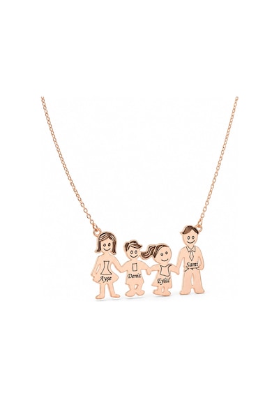 Gümüş Aile Kolyesi - Rose Rose Gold