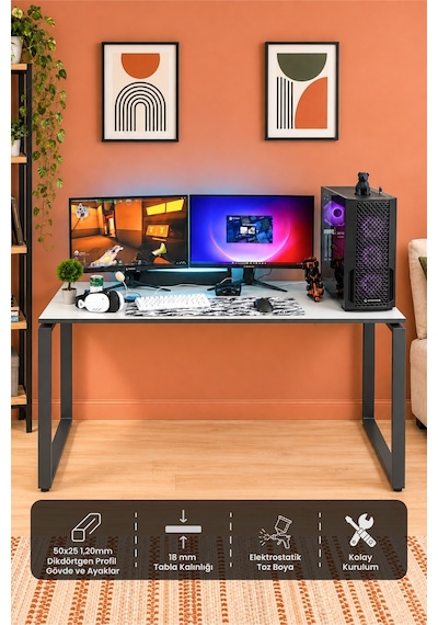 Arpelia Çalışma Masası 140x70x73 Cm Dikdörtgen Ayaklı Antrasit Arpelia Çalışma Masası 140x70x73 Cm Dikdörtgen Ayaklı Antrasit