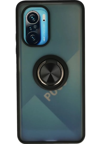 Newface Xiaomi Redmi K40 Kılıf Montreal Yüzüklü Silikon Kapak - Siyah Şeffaf Diğer