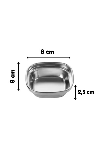 Metal Gümüş Renk Barbekü, Sos Tabağı - Sos, Reçel, Bal, Kaymak Kasesi, Tekli - 8x8x2,5 Cm - 1 Adet Çok Renkli