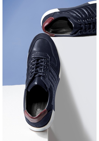 Ducavelli High Hakiki Deri Erkek Sneaker Ayakkabı, Low Top Sneaker, Hakiki Deri Sneaker Lacivert