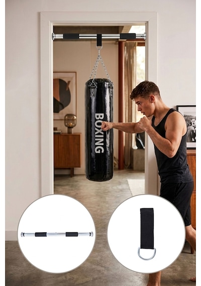 Spor Byfit 70 Cm x 25 Cm Boks Kum Torbası Ve Barfiks Demiri Siyah