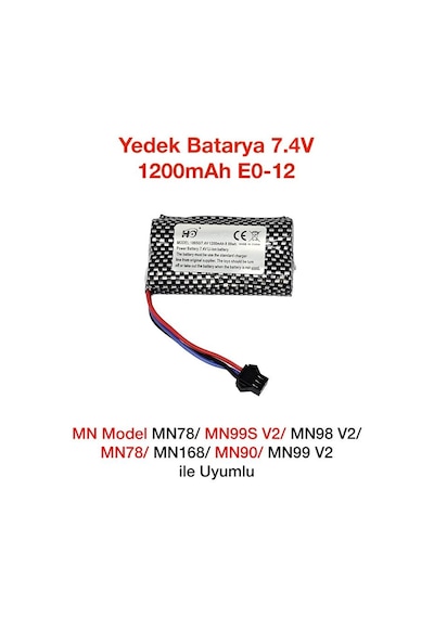 Mn Model Mn78/mn99s V2/mn98 V2/mn78/mn168/mn90/mn99 V2 Rc Uzaktan Kumandalı Araba İçin Batarya Pil 7.4v 1200mah E0-12