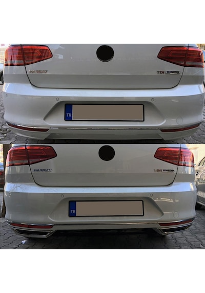 Volkswagen Passat B8 Krom Egzoz Görünümü Difüzör Çıtası 2015-2018