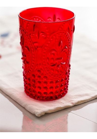 Akrilik Kırmızı Tekli Kısa Bardak & Su Meşrubat Kahve Yanı Bardağı 400 Ml Cam Değildir