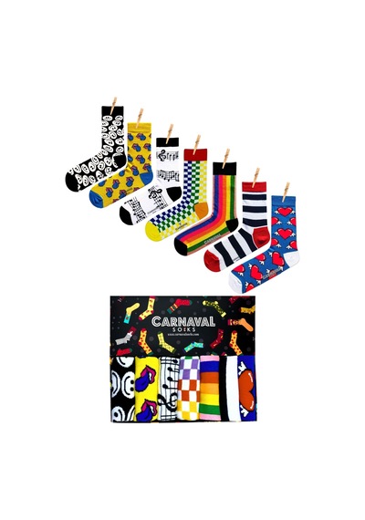 Carnaval Socks 7'li Happy Socks Renkli Desenli Tasarım Çorap Renkli