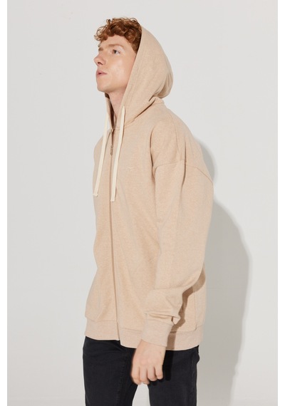 AC&Co / Altınyıldız Classics Erkek Sütlü Kahve Oversize Fit Bol Kesim Kapüşonlu Yaka %100 Pamuk Fermuarlı Sweatshirt Kahverengi AC&Co / Altınyıldız Classics Erkek Sütlü Kahve Oversize Fit Bol Kesim Kapüşonlu Yaka %100 Pamuk Fermuarlı Sweatshirt Kahverengi