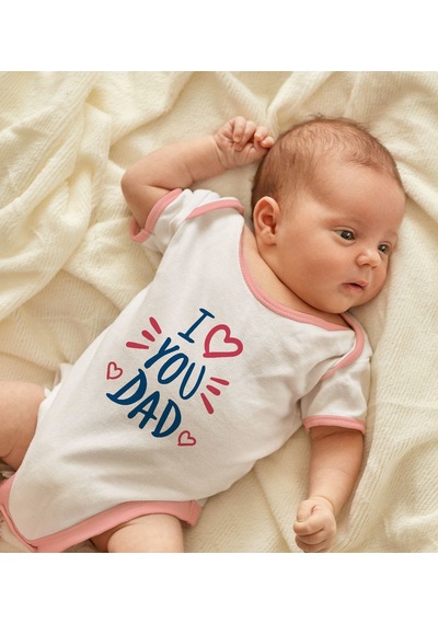 Bk Gift Bk Kids I Love You Dad Tasarımlı Pembe Bebek Body Zıbın-1 3-6 Ay Sarı