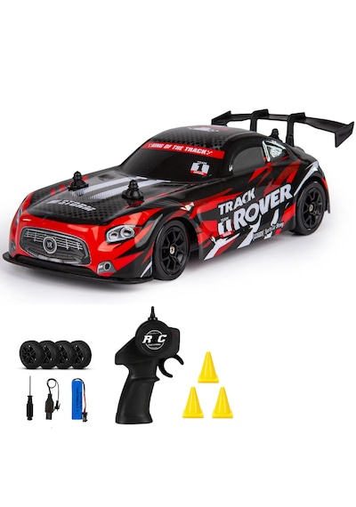 Uzaktan Kumandalı Rc Drift Arabası 15 Km Hız Yapan 4x4 Çekiş Şarjlı 3 Adet Drift Kukası Hediyeli Renk Seçenekli Ralli Spoiler Araba Kırmızı