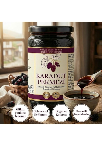 Bozkır Tahin Merkezi Doğal & Katkısız Karadut Köy Pekmezi 800 G