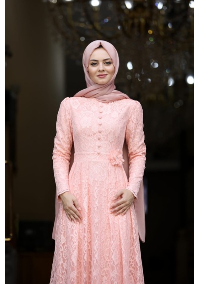 İbrahim Burak Etiler Collection Ahunisa Henna Abiye Pudra 5646
