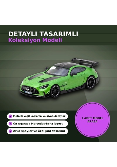Eco Lounge 1/64 Ölçekli Mercedes-benz Amg Gt Black Series Yeşil Model Araba
