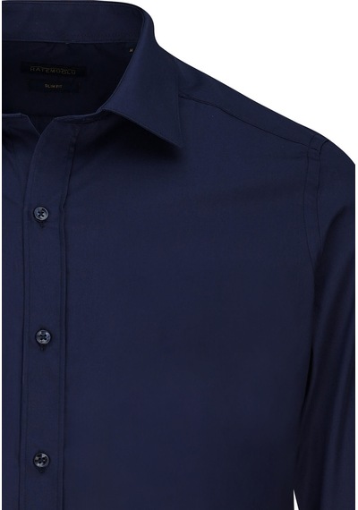 Hatemoğlu Lacivert Slim Fit Slim Yaka Pamuklu Uzun Kollu Gömlek Lacivert