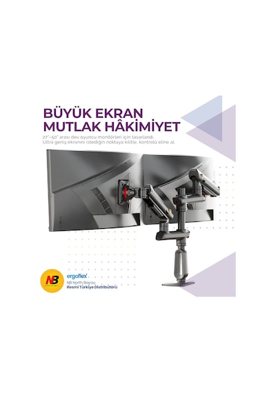 Nb Ergonomic Nb D9c 27-50 İnch Çift Kol 2-20 Kg Profosyonel Gaming Monitör Standı