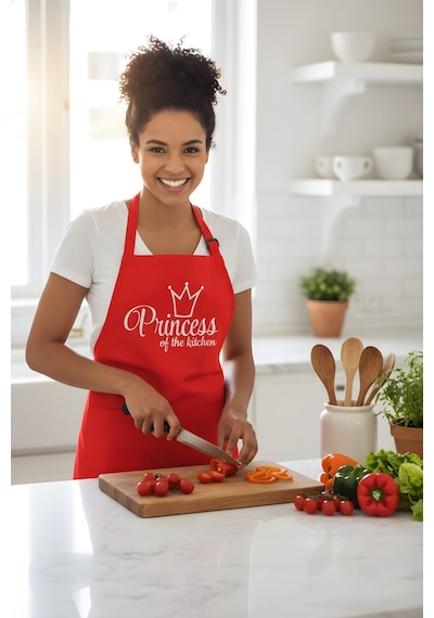Mutfak Önlüğü Princess Of The Kitchen Kırmızı Renkli