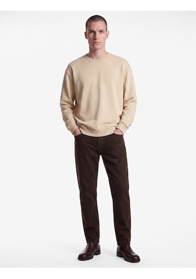 Koton Uzun Kollu Üç İplik Yıkamalı Rahat Kalıp Pamuklu Bisiklet Yaka Sweatshirt Bej 7wam70154mk Ekru