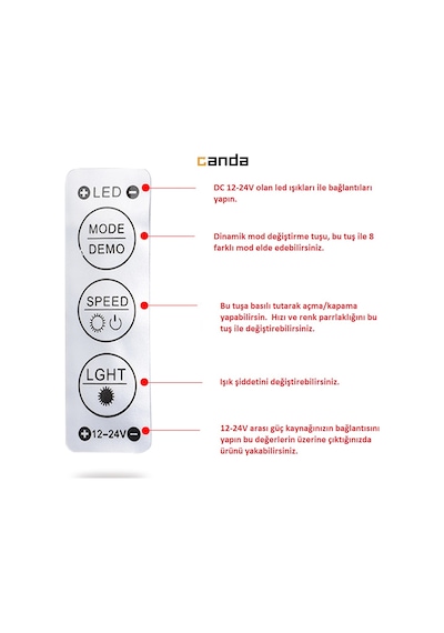5V 24V Şerit Led Dimmer Kontrol Devresi Işık Kontrol Modülü