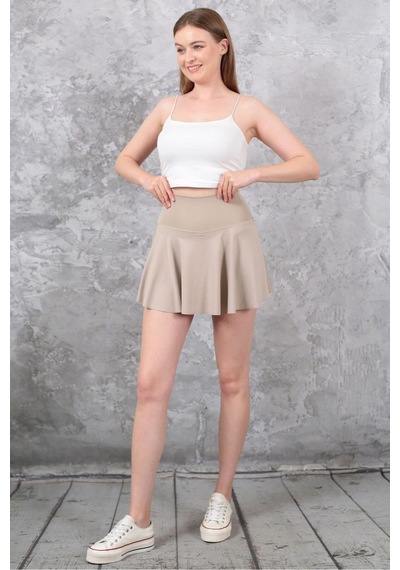 Sea Queen Kadın Yüksek Bel Toparlayıcı Şortlu Etek Bej - 650035427 Bej