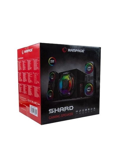 Rampage RMS-311 SHARD 2+1 80W Siyah USB,FM,Blueto,HMDI,Optica Rgb Işıklı Speaker