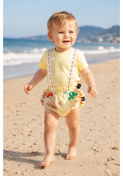 Babyhola Kız Erkek Bebek Askılı Tişört Slip Yazlık Takım 50751 Sarı