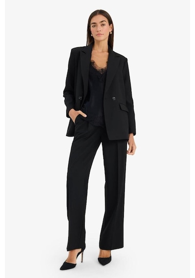 Defacto Wide Leg Fermuarlı Yüksek Bel Standart Boy Pantolon E7238ax25aubk81 Siyah