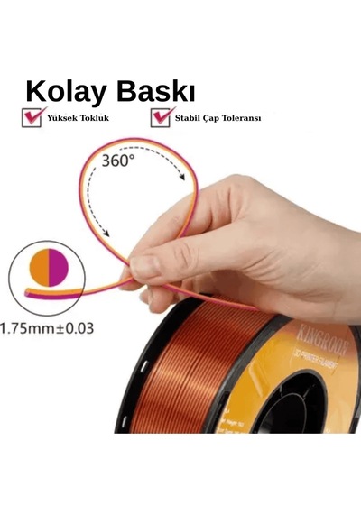 Kingroon Çift Renk Altın - Mor Pla Silk Filament 1.75 Mm 1000gr