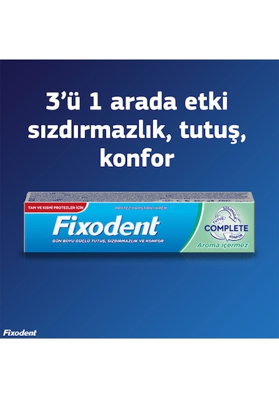 Fixodent Complete Aroma İçermez Diş Protez Yapıştırıcı Krem 3 x 47 G