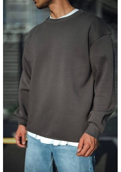 Etiler Collection Kışlık Bisiklet Yaka Üç İplik Basic Sweatshirt - Antrasit