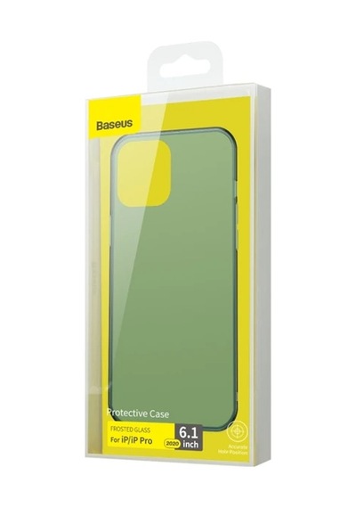 Baseus Frosted Glass Apple iPhone Uyumlu iPhone 12 -12 Pro 6.1inch Shockproof Koruyucu Kılıf- 5775 Yeşil