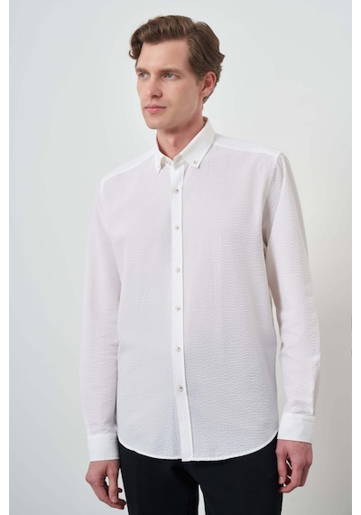 Morven Erkek Beyaz Pamuk Trend Dynamic Fit Düğmeli Yaka Gömlek 25ms004027600 Beyaz Beyaz