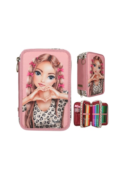 Top Model 3 Katlı İçi Dolu Kalem Çantası Leoheart 413640 Çok Renkli