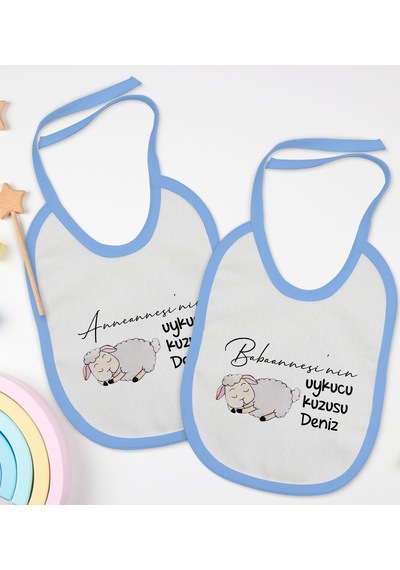 BK Kids Kişiye Özel Anneanne ve Babaanne Tasarımlı 2’li Mavi Mama Mavi