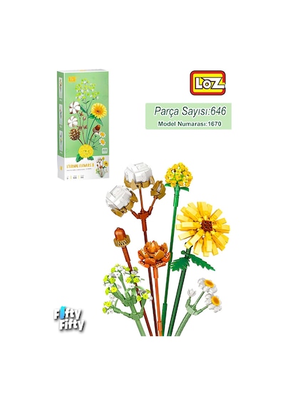Vagonlife Loz Dekoratif Ve Koleksiyonluk Çiçek Buketi 646 Parça Çiçek Modeli Yapım Seti Fflz-1670