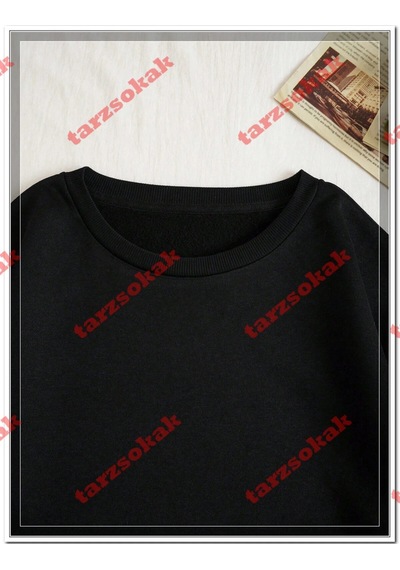 Startmore Biskilet Yaka Sweatshirt Siyah M Harfi İsme Özel Tasarım Siyah