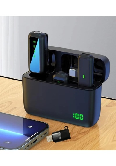 Sx6 Iphone Ve Type-c Uyumlu Kablosuz Yaka Mikrofonu Göstergeli Led Şarj Kutulu Gürültü Azaltma Standart